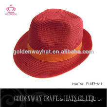 Nuevo diseño de papel sombrero rojo fedora para las mujeres